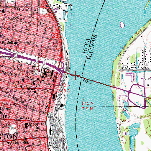 Topographic Map of MacArthur Bridge, IA