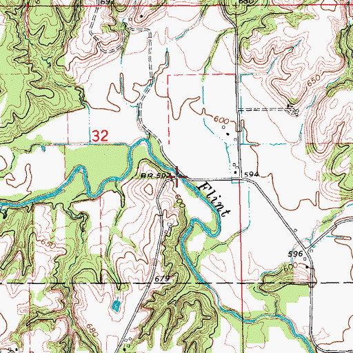 Topographic Map of Flint River Bridge, IA