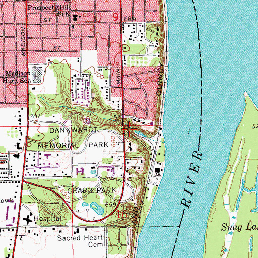 Topographic Map of Cascade Bridge, IA