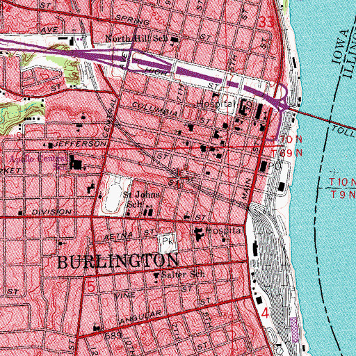 Topographic Map of Sixth Street Viaduct, IA