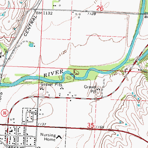 Topographic Map of Walling River Access, IA
