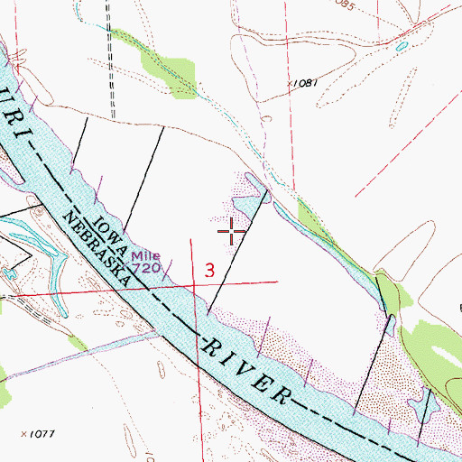 Topographic Map of Mile Long Island Wildlife Management Area, IA
