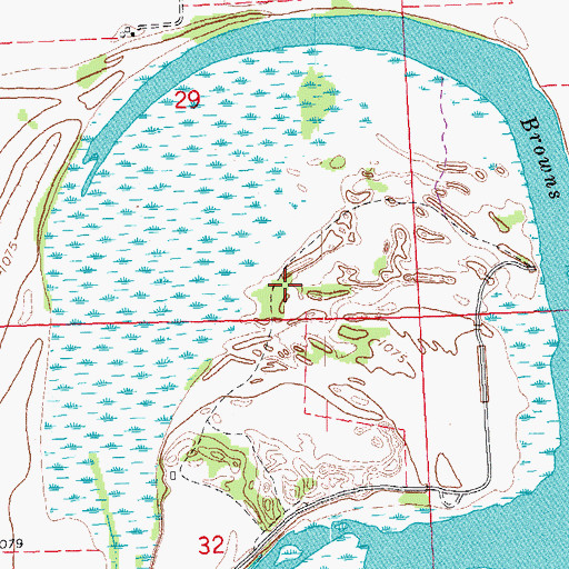 Topographic Map of Browns Lake/IPS Wildlife Management Area, IA