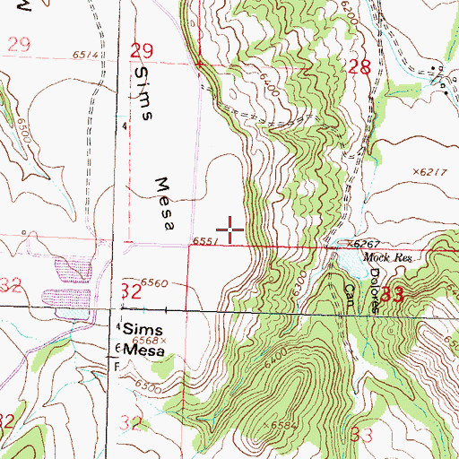 Topographic Map of Mock Number 2 Dam, CO