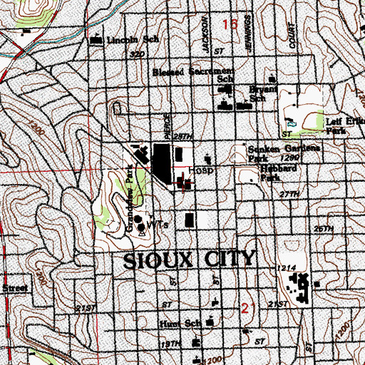 Topographic Map of Siouxland Surgical Care Center, IA