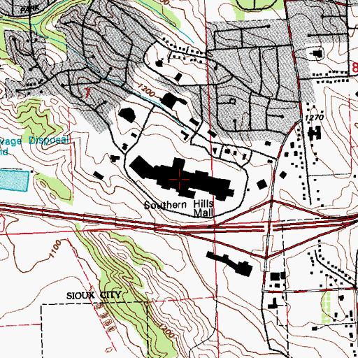 Topographic Map of Southern Hills Mall, IA
