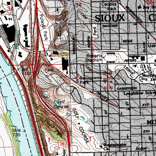 Topographic Map of Sacajawea Park, IA