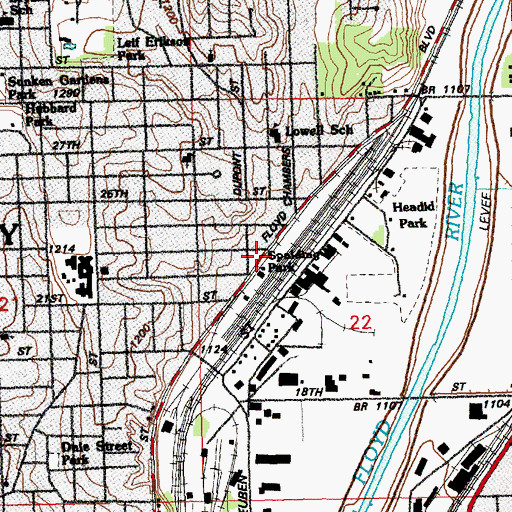 Topographic Map of Spalding Park, IA