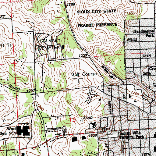 Topographic Map of Sun Valley Golf Course, IA