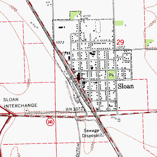 Topographic Map of Sloan Golf Course, IA