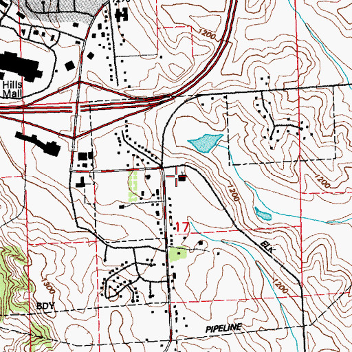 Topographic Map of Southern Hills Baptist Church, IA