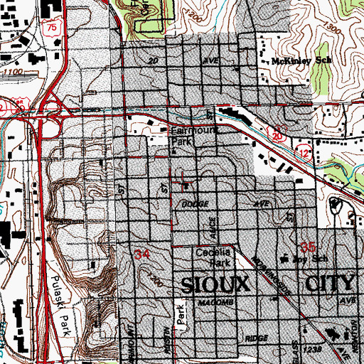 Topographic Map of Third Presbyterian Church, IA