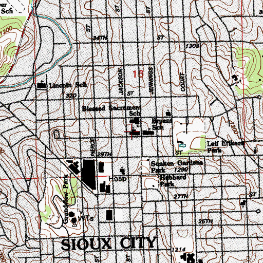 Topographic Map of Blessed Sacrament Church, IA