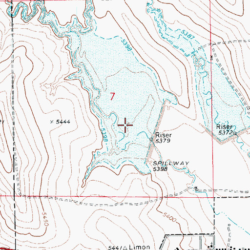 Topographic Map of Limon Watershed L-1 Reservoir, CO