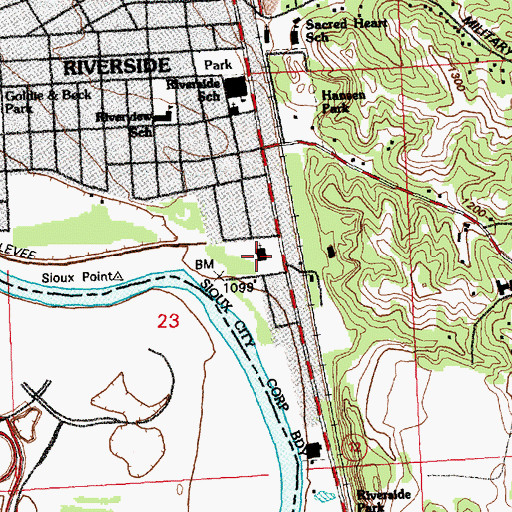 Topographic Map of Riverside Lutheran Church, IA