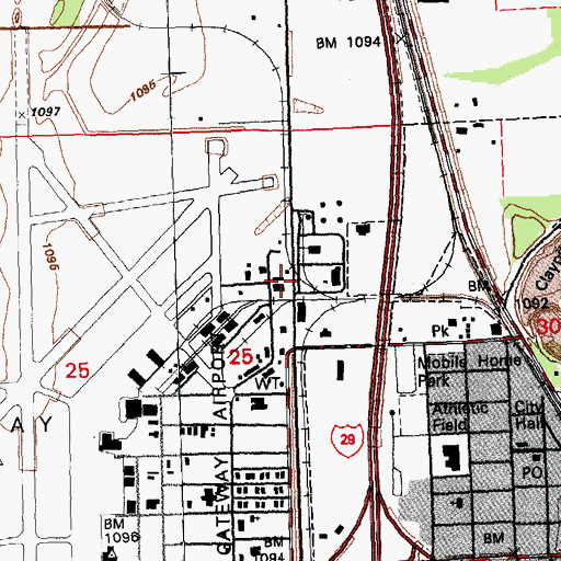 Topographic Map of Mid America Air Museum, IA