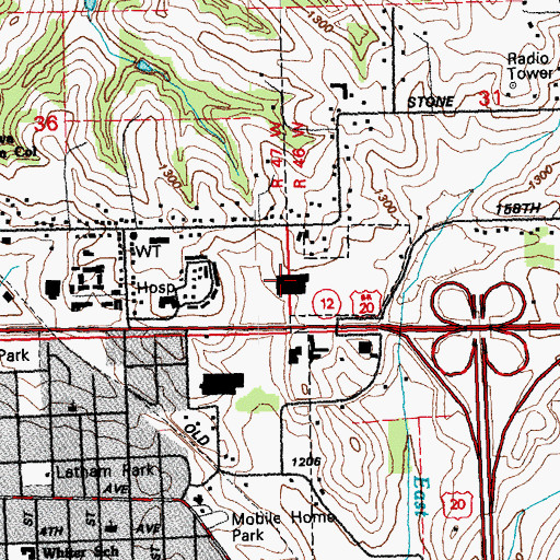 Topographic Map of Eastgate Plaza, IA