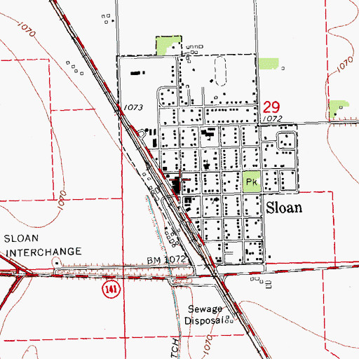 Topographic Map of Sloan City Police Department, IA
