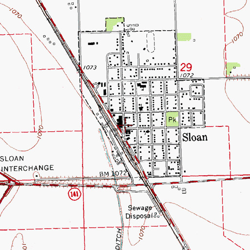 Topographic Map of Sloan Public Library, IA