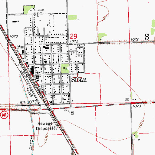 Topographic Map of Sloan, IA