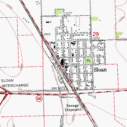 Topographic Map of Sloan Post Office, IA