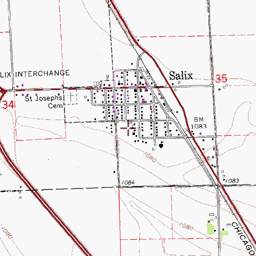 Topographic Map of Saint Joseph's Catholic Church, IA