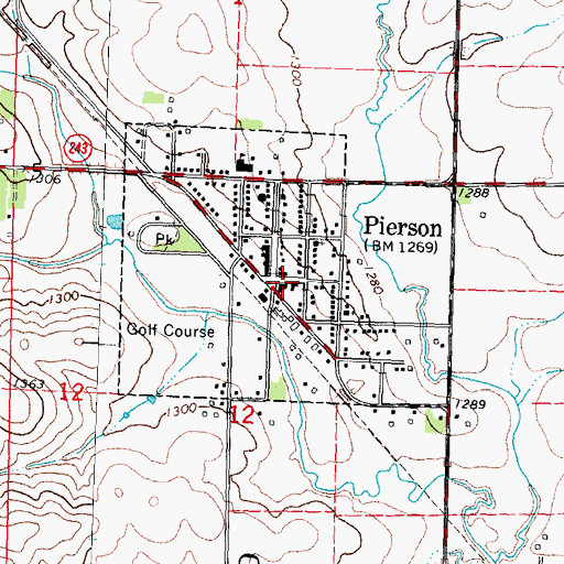 Topographic Map of Pierson City Hall, IA