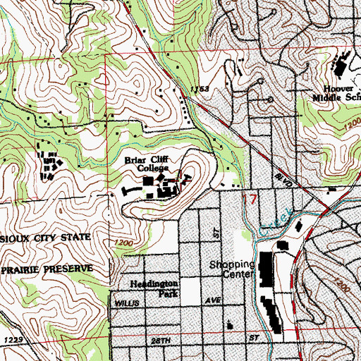 Topographic Map of Noonan Hall, IA