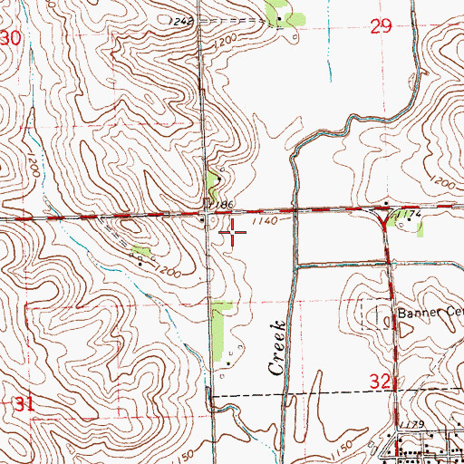 Topographic Map of Dodds Post Office (historical), IA