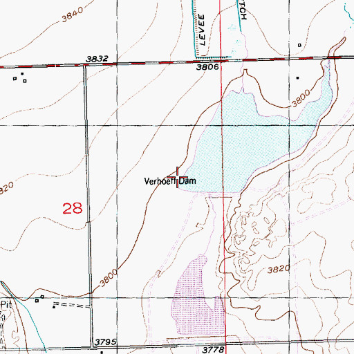 Topographic Map of G W Verhoeff Dam, CO