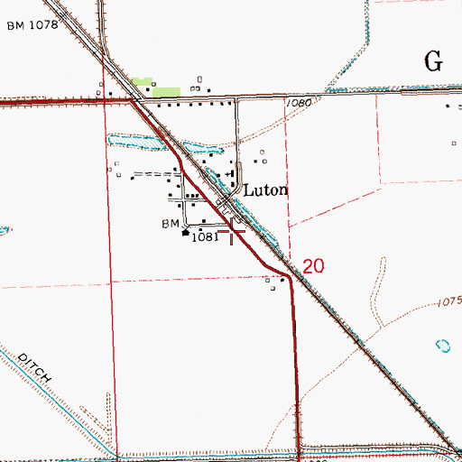 Topographic Map of Luton (historical), IA
