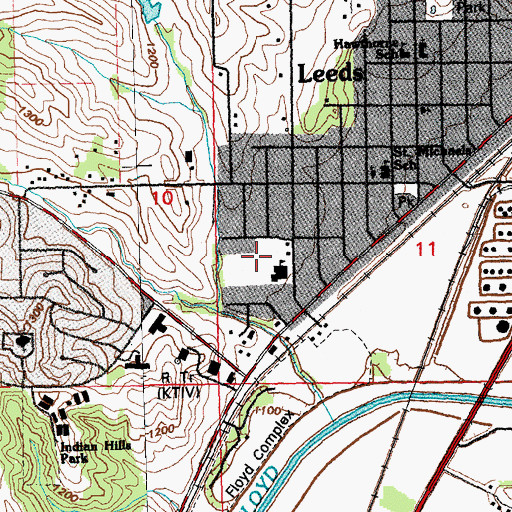 Topographic Map of Leeds Elementary School, IA