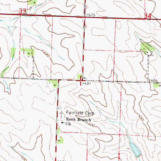Topographic Map of Rockbranch Post Office (historical), IA