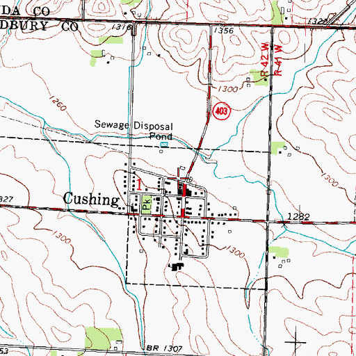Topographic Map of Cushing (historical), IA