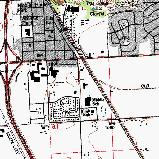 Topographic Map of Sergeant Bluff Fire Department, IA