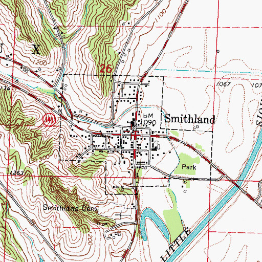 Topographic Map of Smithland Post Office, IA