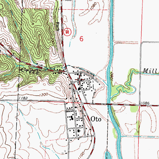 Topographic Map of Oto Post Office, IA