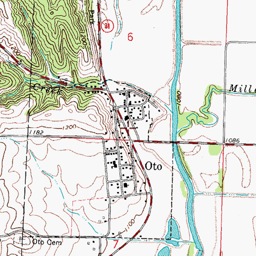 Topographic Map of Oto (historical), IA