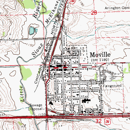 Topographic Map of Moville Post Office, IA
