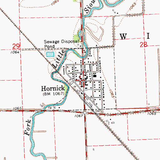 Topographic Map of Hornick Post Office, IA