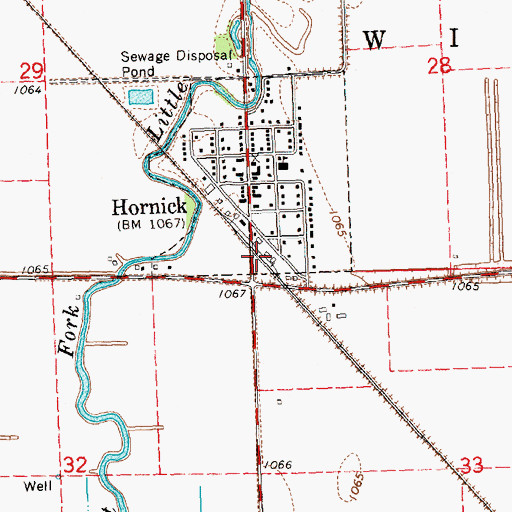 Topographic Map of Hornick (historical), IA