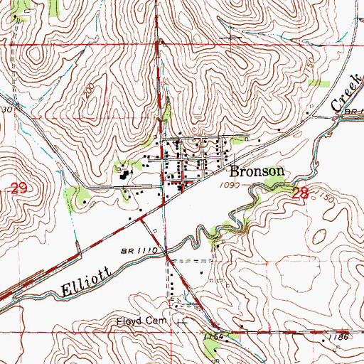 Topographic Map of Bronson Post Office, IA