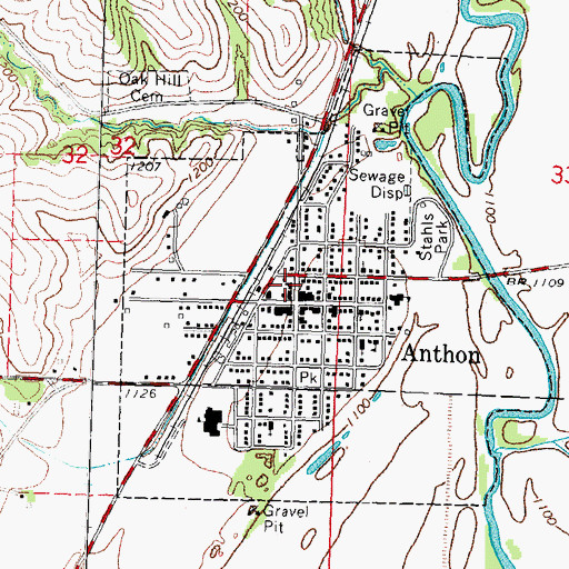 Topographic Map of Anthon Post Office, IA