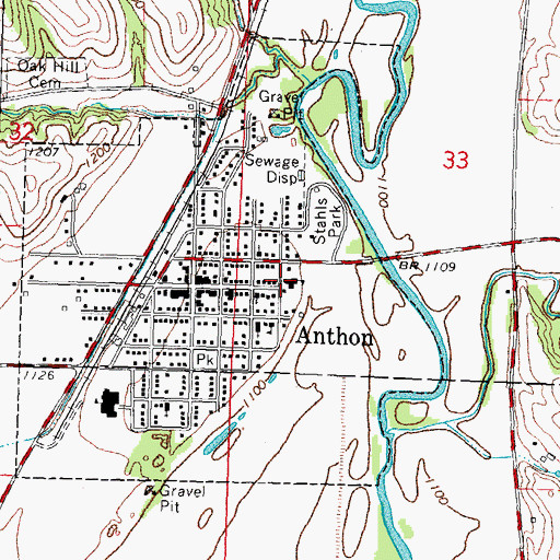 Topographic Map of Anthon Community Center, IA