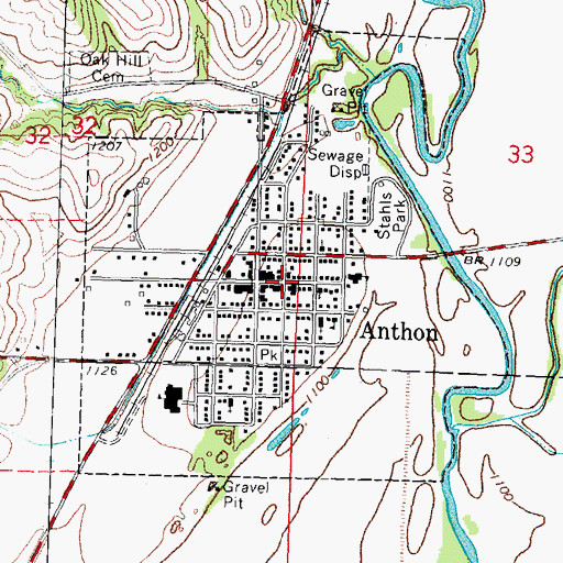 Topographic Map of Anthon City Hall, IA