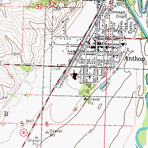 Topographic Map of Anthon - Oto Elementary School, IA