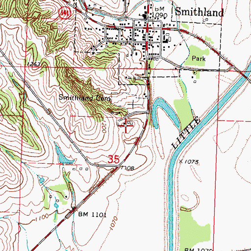 Topographic Map of Site of First School in Woodbury County Historical Marker, IA