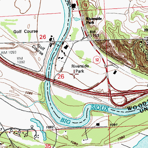 Topographic Map of Sioux City's First White Settler Historical Marker, IA