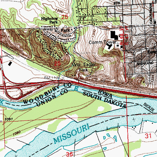 Topographic Map of Chief War Eagle's Grave Historical Marker, IA
