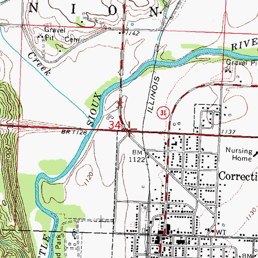 Topographic Map of Historic Sioux City State Historical Marker, IA